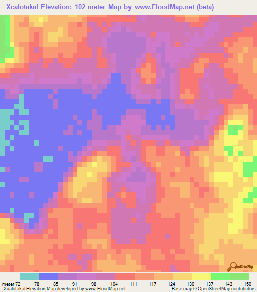 Xcalotakal,Mexico Elevation Map