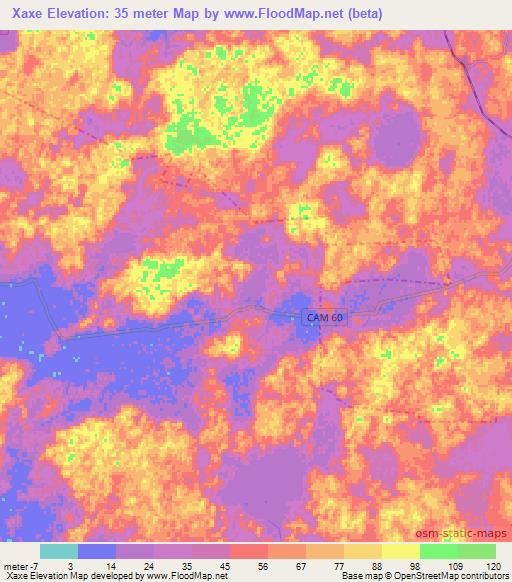 Xaxe,Mexico Elevation Map