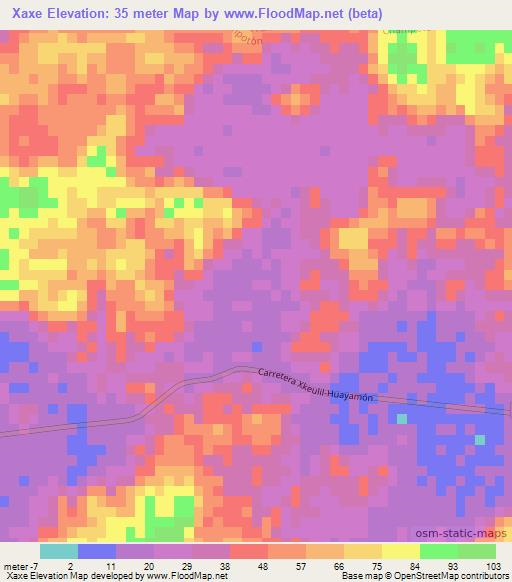 Xaxe,Mexico Elevation Map