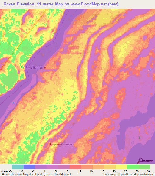 Xaxan,Mexico Elevation Map