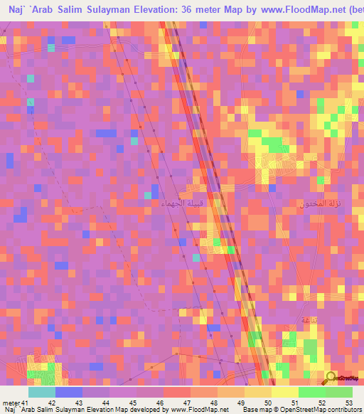 Naj` `Arab Salim Sulayman,Egypt Elevation Map