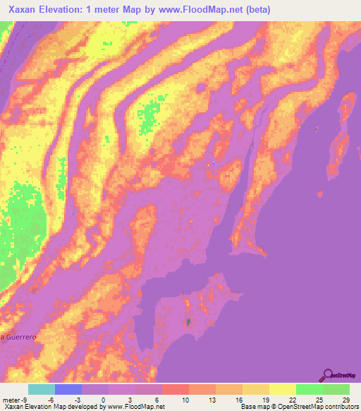 Xaxan,Mexico Elevation Map