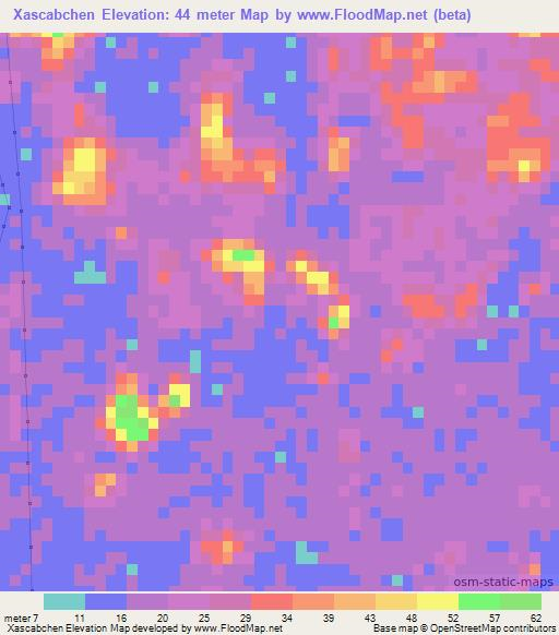 Xascabchen,Mexico Elevation Map