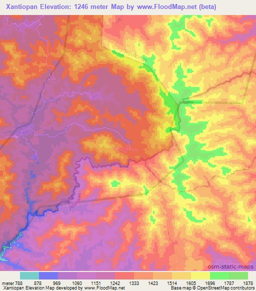 Xantiopan,Mexico Elevation Map