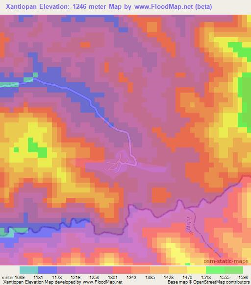 Xantiopan,Mexico Elevation Map