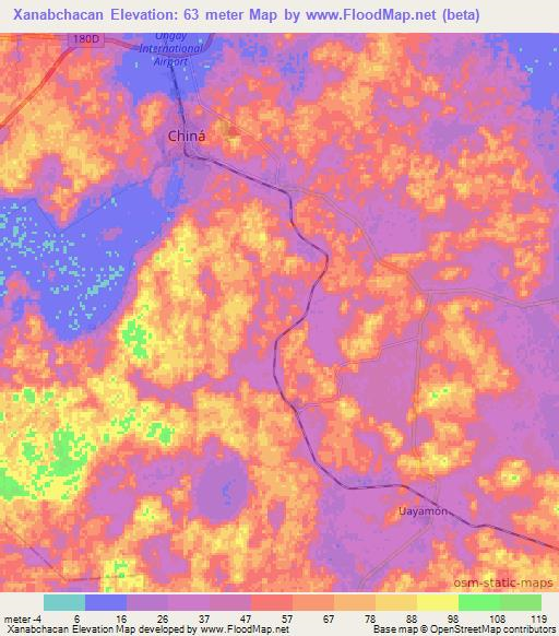 Xanabchacan,Mexico Elevation Map