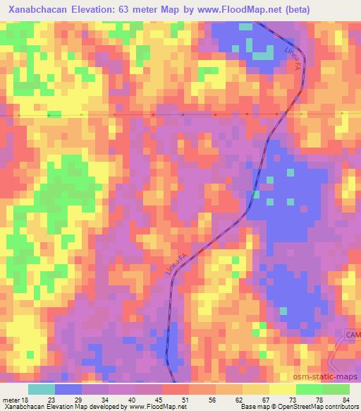 Xanabchacan,Mexico Elevation Map