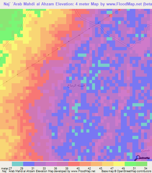 Naj` `Arab Mahdi al Ahzam,Egypt Elevation Map