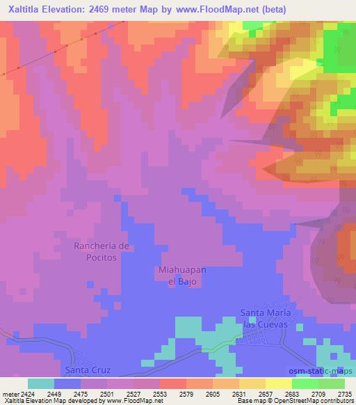 Xaltitla,Mexico Elevation Map