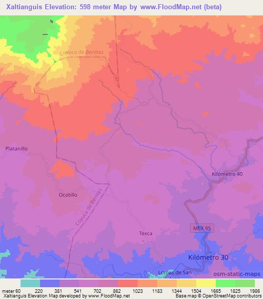 Xaltianguis,Mexico Elevation Map