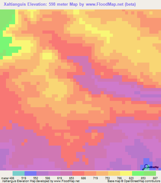 Xaltianguis,Mexico Elevation Map