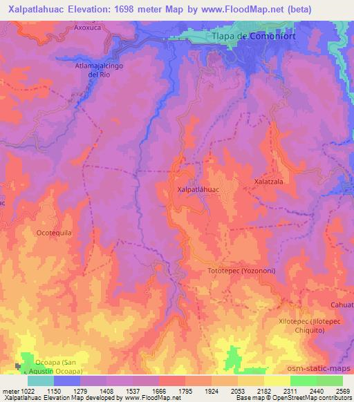 Xalpatlahuac,Mexico Elevation Map