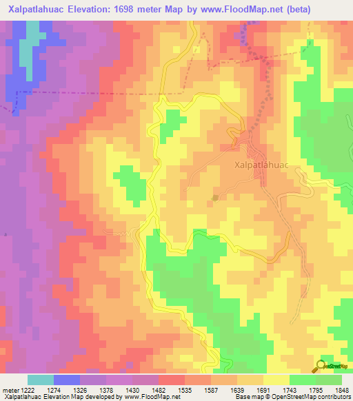 Xalpatlahuac,Mexico Elevation Map