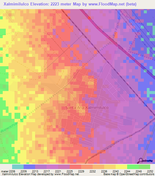 Xalmimilulco,Mexico Elevation Map