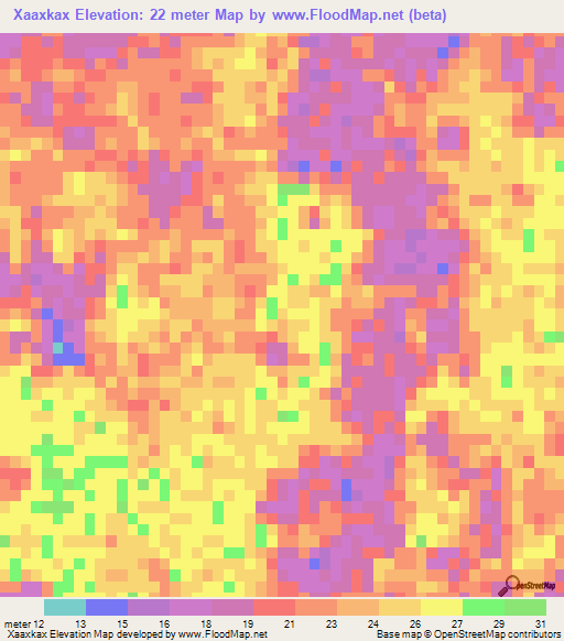 Xaaxkax,Mexico Elevation Map