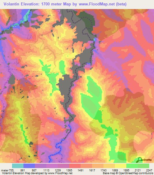 Volantin,Mexico Elevation Map