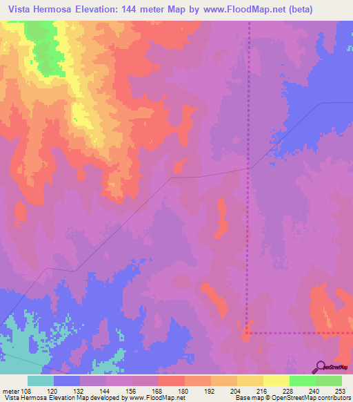 Vista Hermosa,Mexico Elevation Map