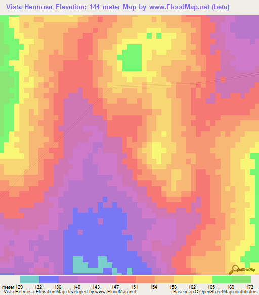 Vista Hermosa,Mexico Elevation Map