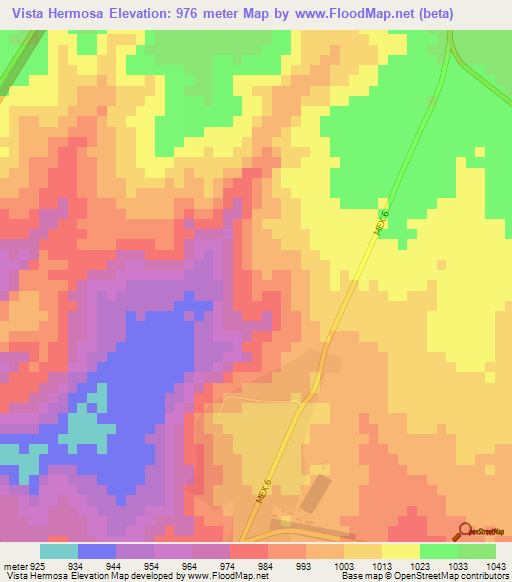 Vista Hermosa,Mexico Elevation Map