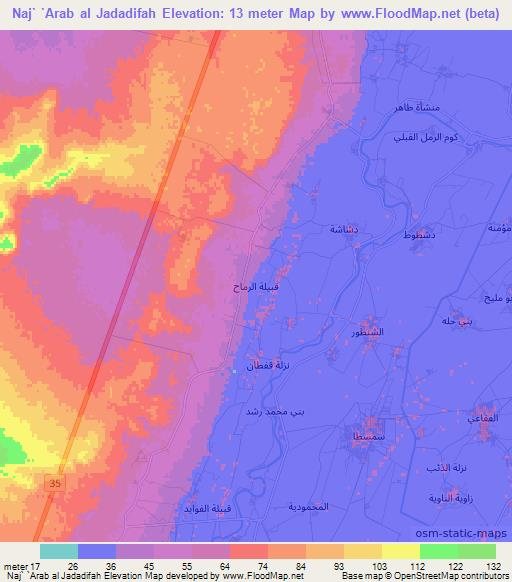 Naj` `Arab al Jadadifah,Egypt Elevation Map