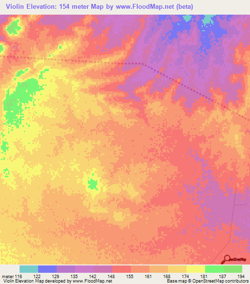 Violin,Mexico Elevation Map