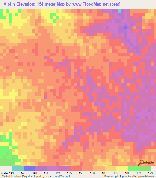 Violin,Mexico Elevation Map