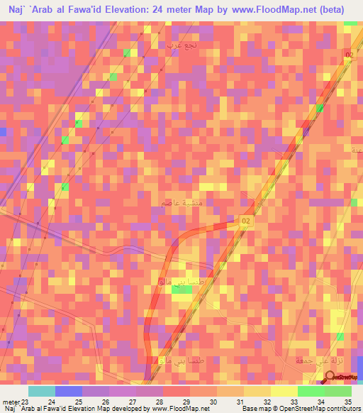 Naj` `Arab al Fawa'id,Egypt Elevation Map