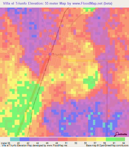 Villa el Triunfo,Mexico Elevation Map