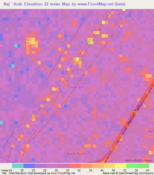 Naj` `Arab,Egypt Elevation Map