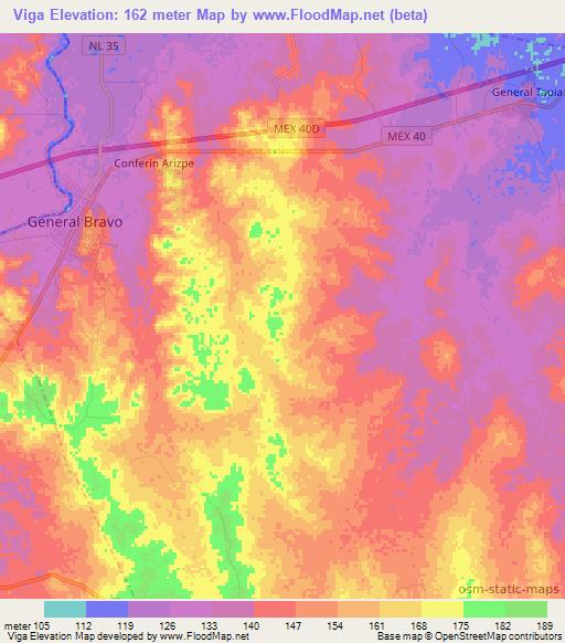 Viga,Mexico Elevation Map