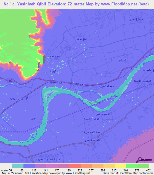 Naj` al Yasiniyah Qibli,Egypt Elevation Map