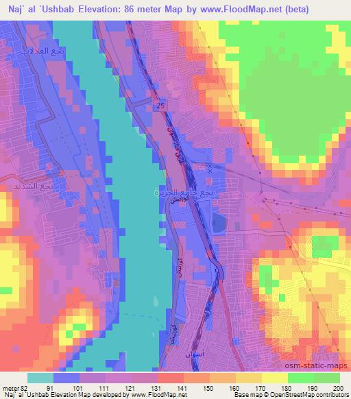 Naj` al `Ushbab,Egypt Elevation Map