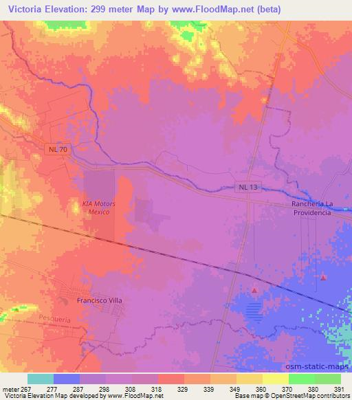 Victoria,Mexico Elevation Map