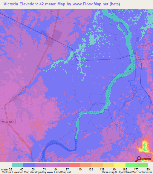 Victoria,Mexico Elevation Map