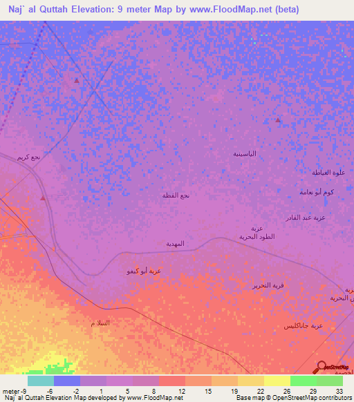 Naj` al Quttah,Egypt Elevation Map