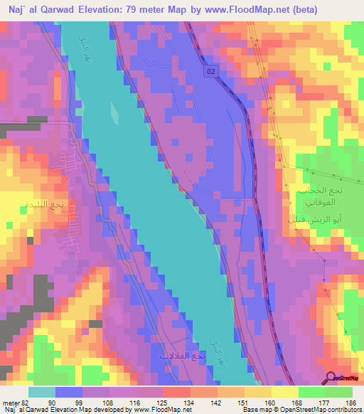 Naj` al Qarwad,Egypt Elevation Map