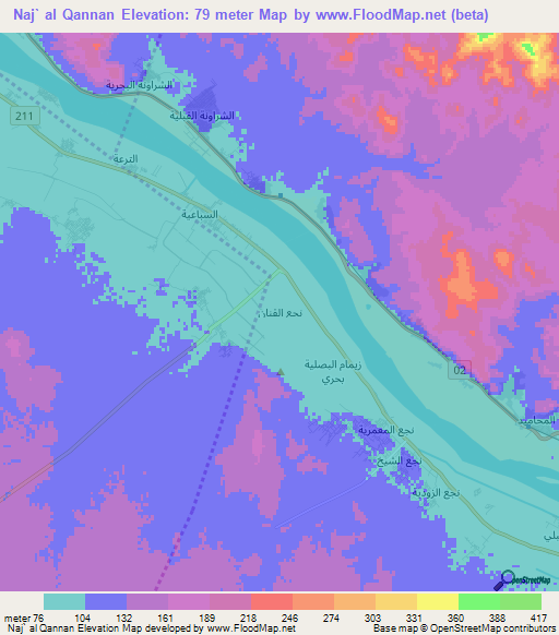 Naj` al Qannan,Egypt Elevation Map