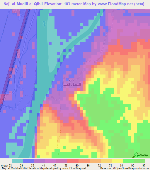 Naj` al Mudill al Qibli,Egypt Elevation Map