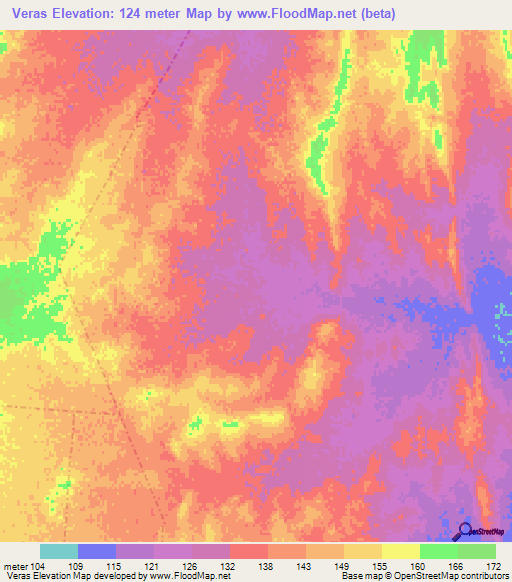 Veras,Mexico Elevation Map