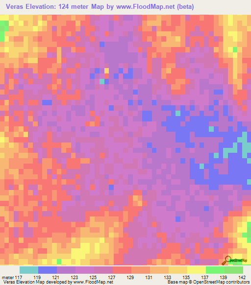 Veras,Mexico Elevation Map