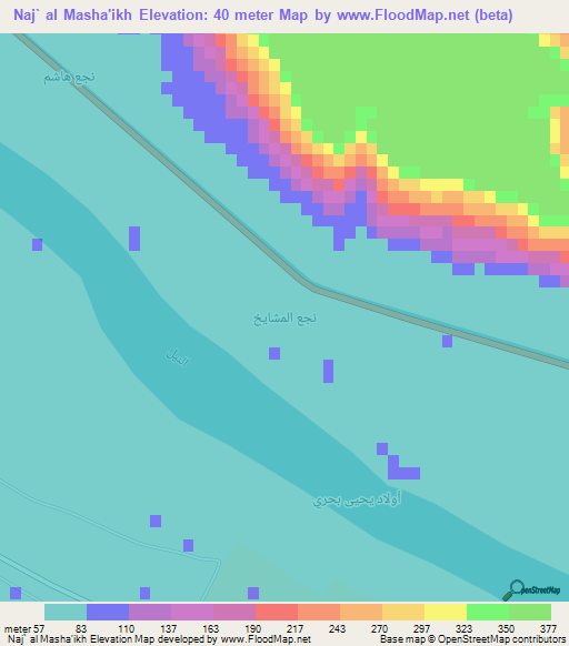 Naj` al Masha'ikh,Egypt Elevation Map