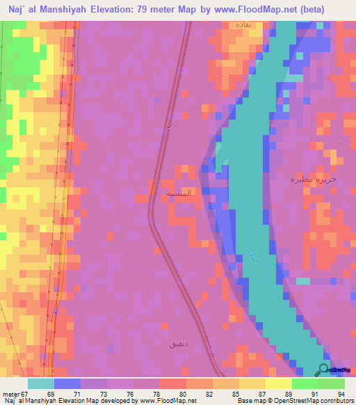 Naj` al Manshiyah,Egypt Elevation Map