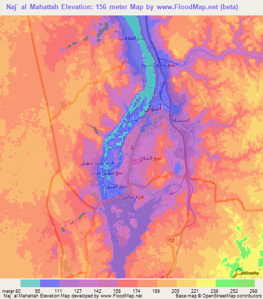 Naj` al Mahattah,Egypt Elevation Map