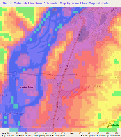 Naj` al Mahattah,Egypt Elevation Map