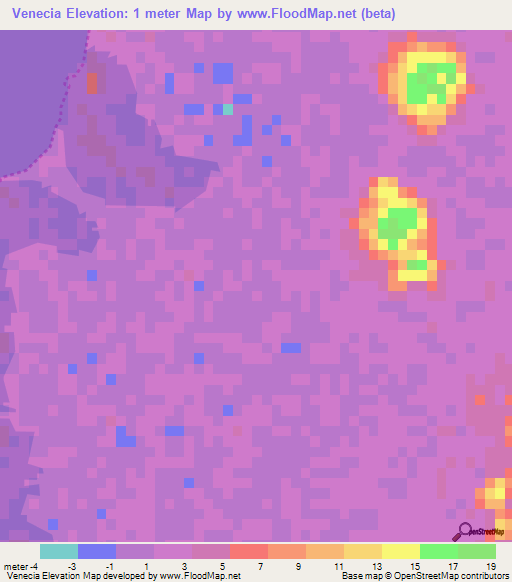 Venecia,Mexico Elevation Map