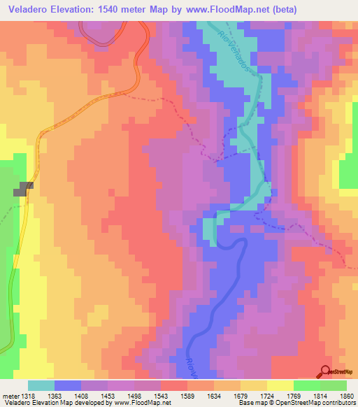 Veladero,Mexico Elevation Map