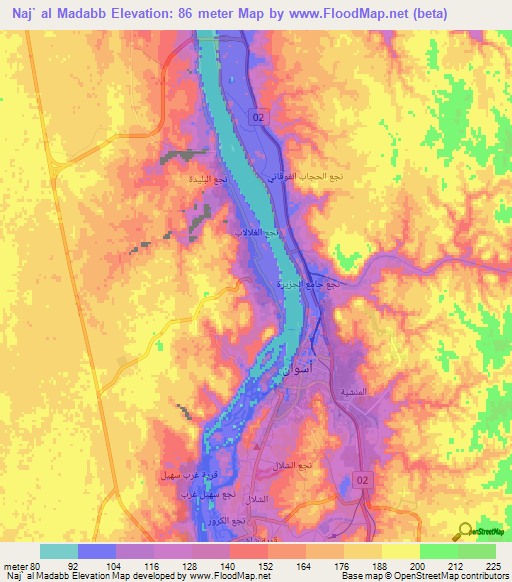 Naj` al Madabb,Egypt Elevation Map