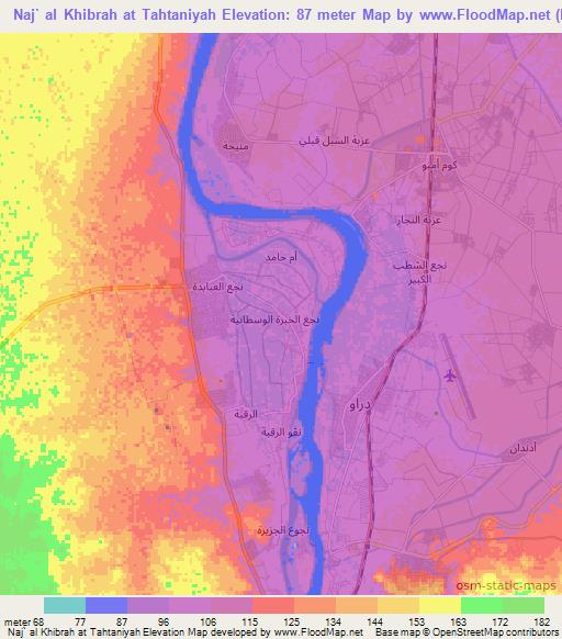 Naj` al Khibrah at Tahtaniyah,Egypt Elevation Map