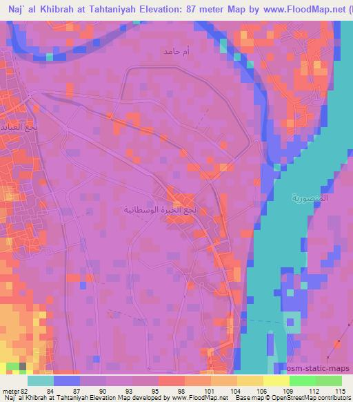 Naj` al Khibrah at Tahtaniyah,Egypt Elevation Map