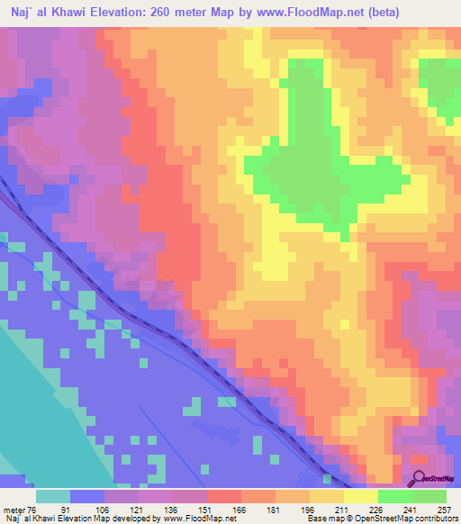 Naj` al Khawi,Egypt Elevation Map